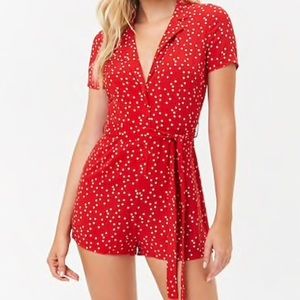 Polka Dot Button Front Romper